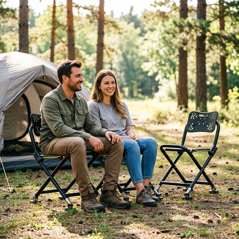 High Back Folding Fishing Chair, Adjustable Legs, Swivel Anti-Slip Feet, Portable Camping Stool for Outdoor, Hiking, Beach