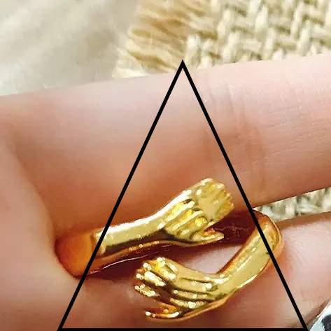 Adjustable Open Hugging Hands Ring